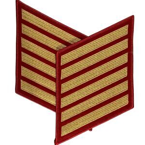 1 Set 24 Year US Marine Corps Service 6 Stripes - Gold/Red- 6-3/4"H x 4-1/8"W
